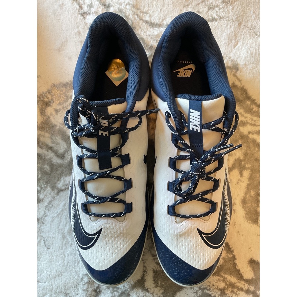 Nike Baseball‎ Cleats White Navy Men's Size 16 Synthetic Leather
